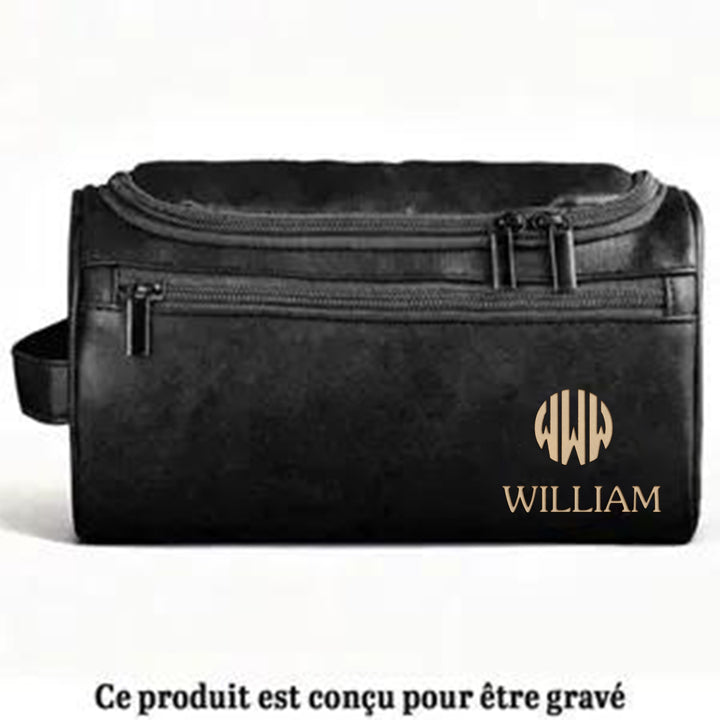 Trousse De Toilette En Cuir Gravée Personnalisée – Cadeaux D’Anniversaire Personnalisés Pour Papa, Frère