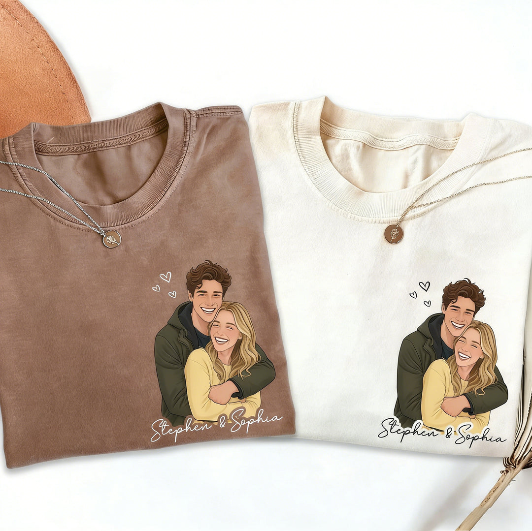 Sweat à capuche avec transfert thermique portrait, cadeau idéal pour les couples, la famille et les amis.