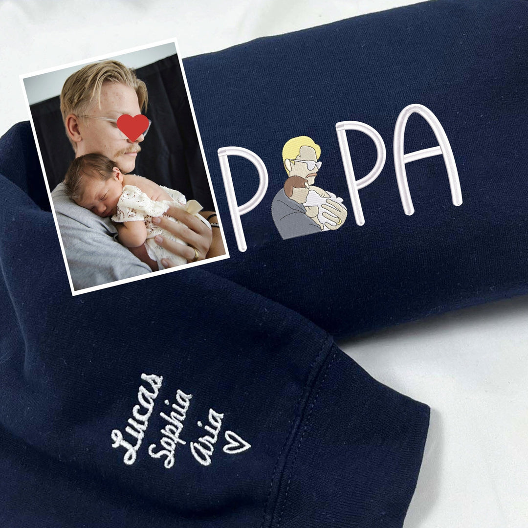 PAPA et DAD Sweat-shirt brodé coloré personnalisé avec portrait de père