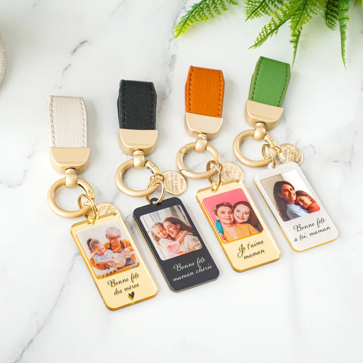 Porte-clés photo personnalisé avec message personnalisé - Porte-clés maman en acrylique