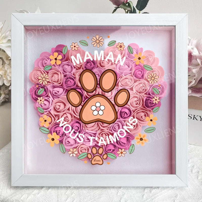 Boîte d’ombre empreintes de pattes – Cadeau de fête des mères unique