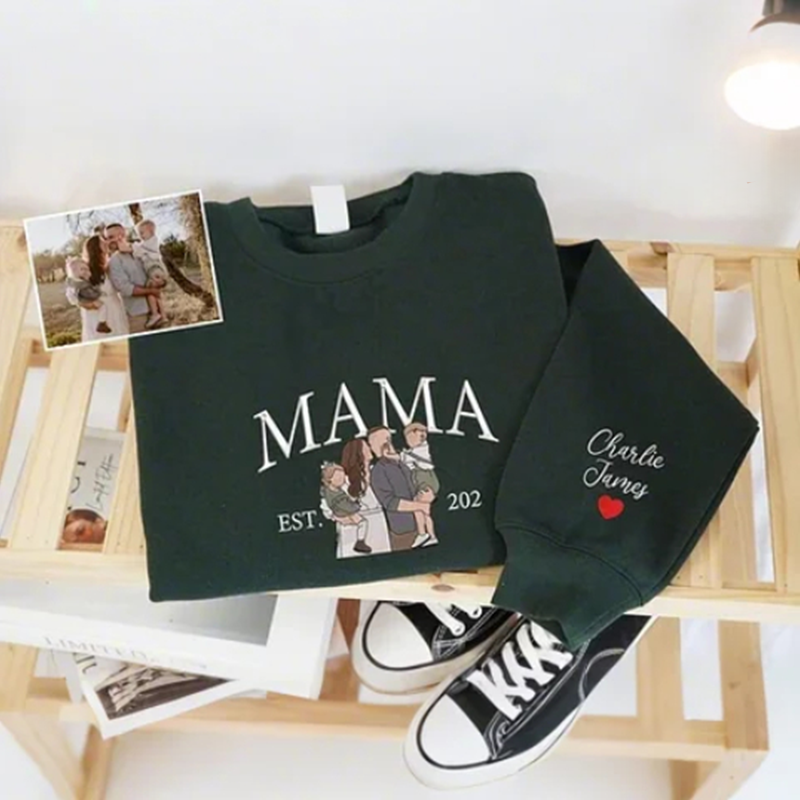 Sweat-shirt personnalisé avec photo de portrait de maman brodé