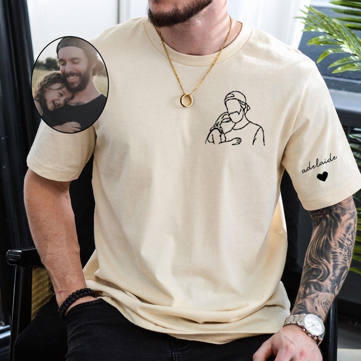 Broderie Chemise Personnalisée pour Papa avec Portrait Contour