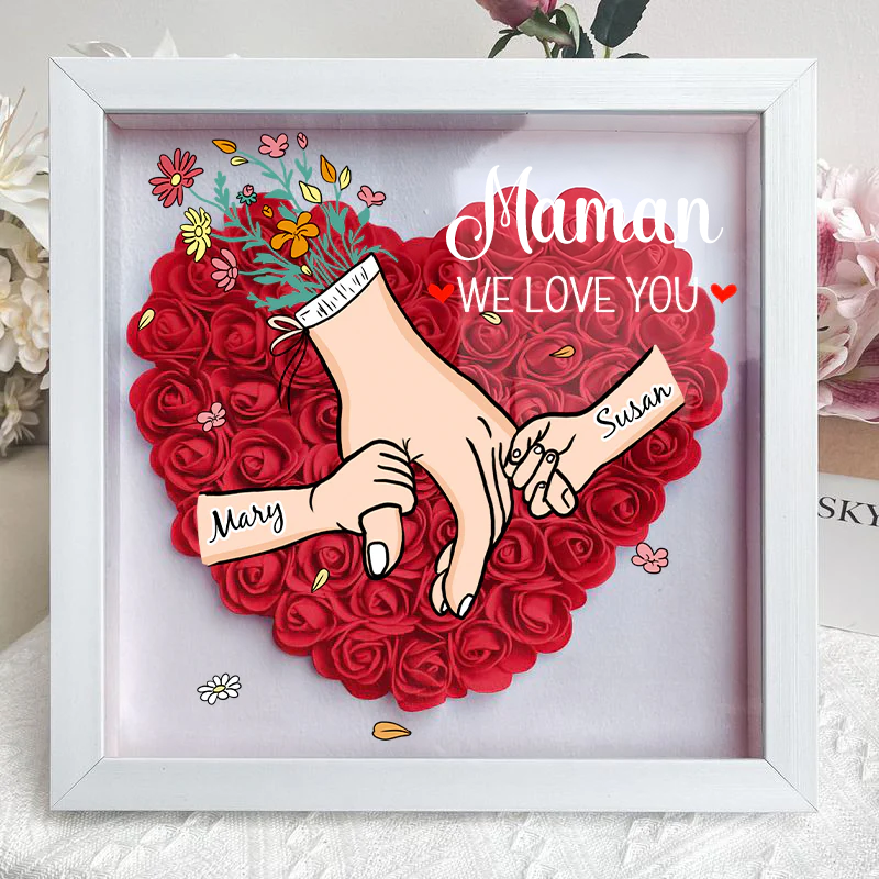 L'amour familial fleurit pour toujours – Boîte à fleurs personnalisée pour maman et grand-mère avec noms