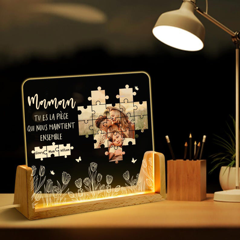 Plaque Lumineuse Personnalisée avec Photo – Cadeau pour la Fête des Mères