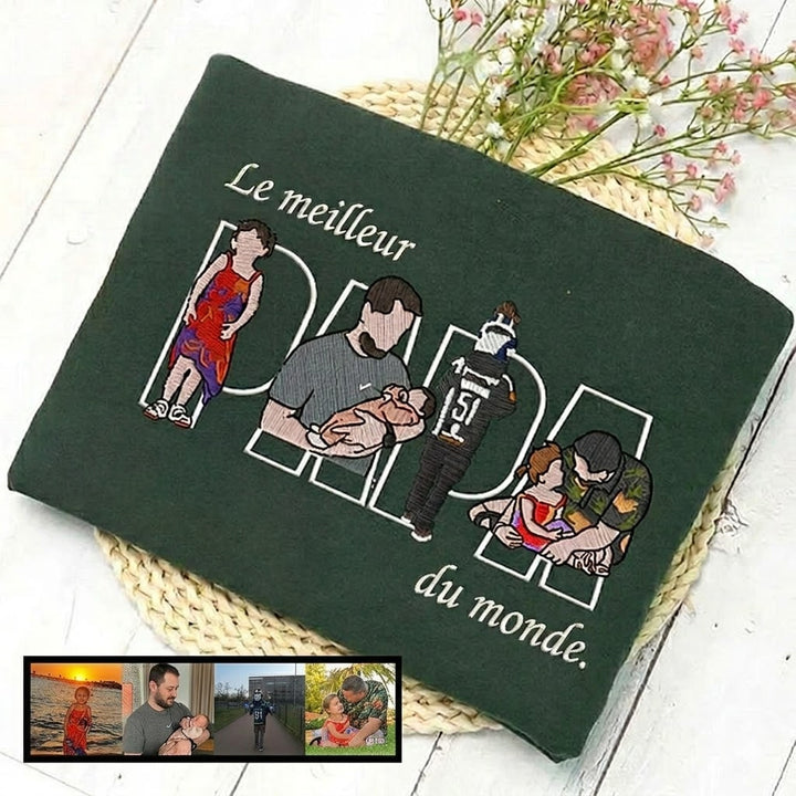 T-shirts et sweat-shirts personnalisés brodés à partir de photos,Le meilleur papa du monde