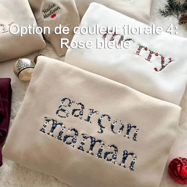 T-shirt et sweat-shirt personnalisés brodés à fleurs pour maman
