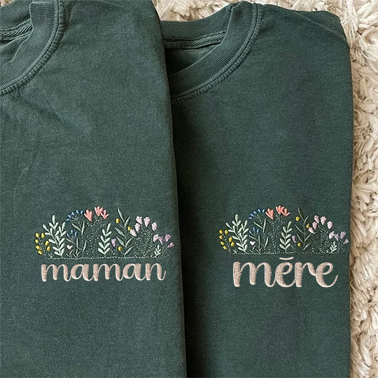 Floral Mama Brodé T-shirt adulte, Cadeaux pour maman