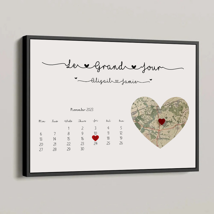 Carte de mariage encadrée personnalisée pour couple
