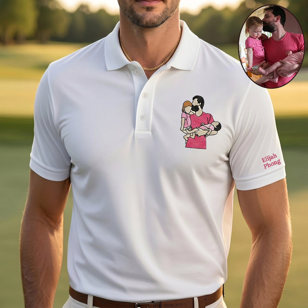 Polo portrait en couleur pour papa - Cadeau pour la fête des pères