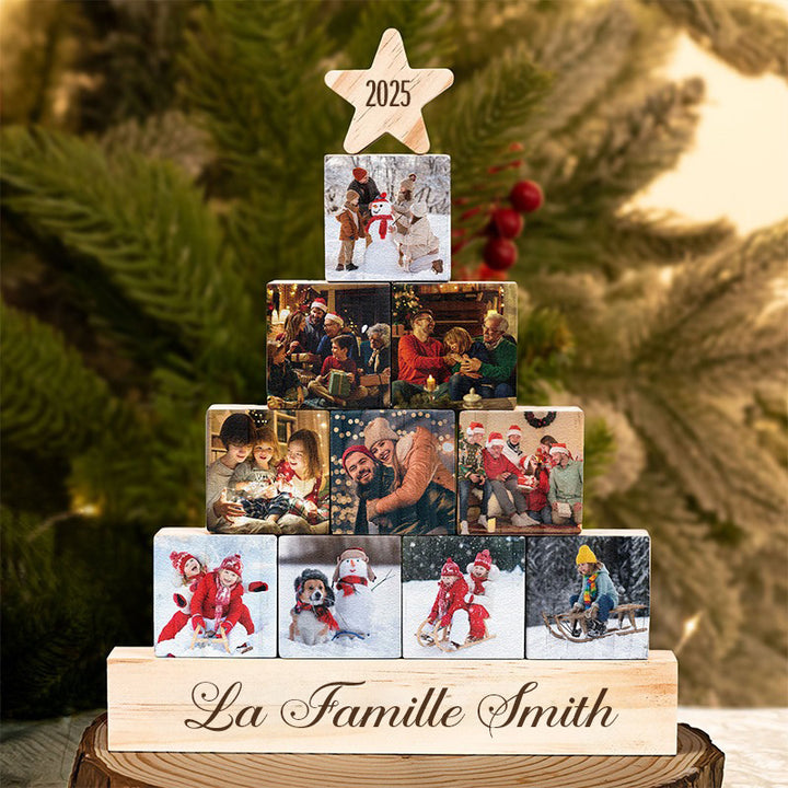 Décoration De Noël En Bloc Photo De Famille Personnalisé