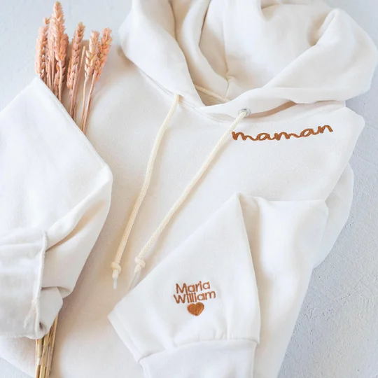 MAMAN Sweatshirt Brodé - Cadeau Parfait pour la Fête des Mères