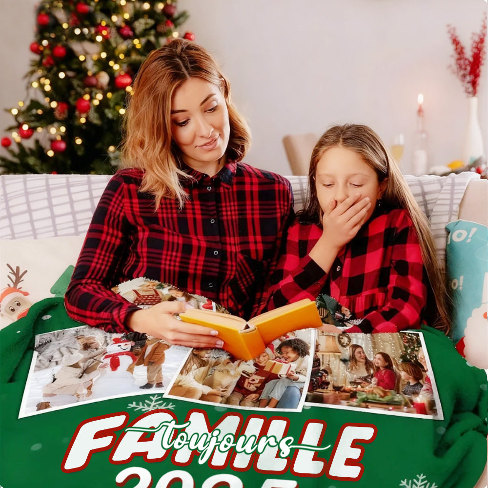 Couverture douce et personnalisée avec collage de photos d'arbre de Noël et 9 photos