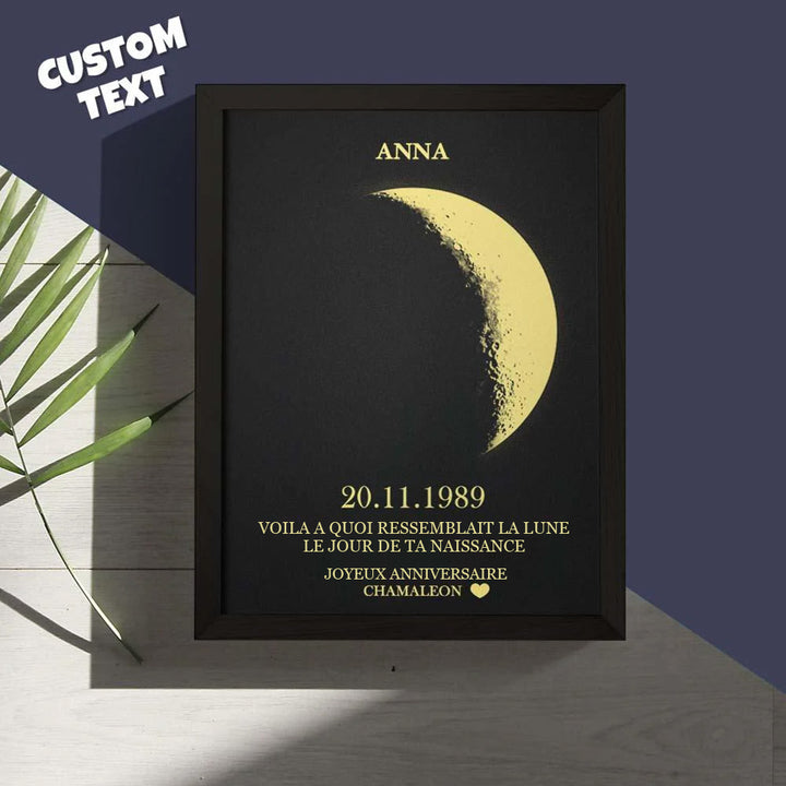 Cadre photo lune personnalisé joyeux anniversaire Pour Couple