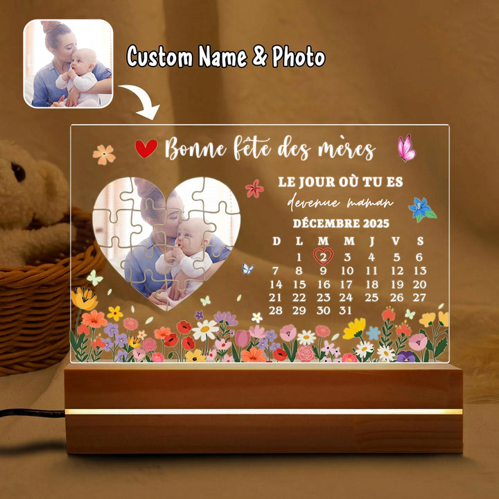 LE JOUR OÙ TU ES devenue maman-Boîte lumineuse personnalisée pour maman