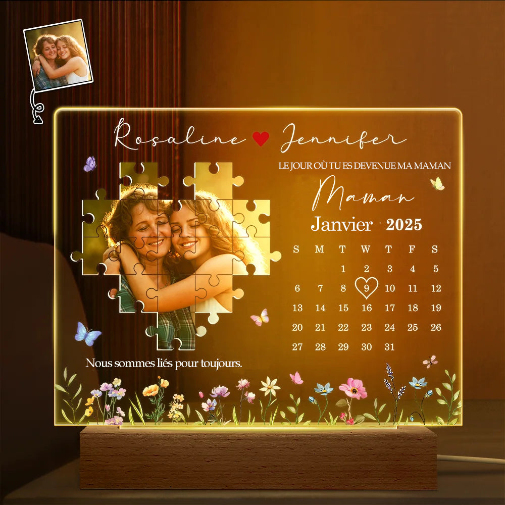 Calendrier photo personnalisé Le jour où tu es devenue ma mère Nuit de lumière