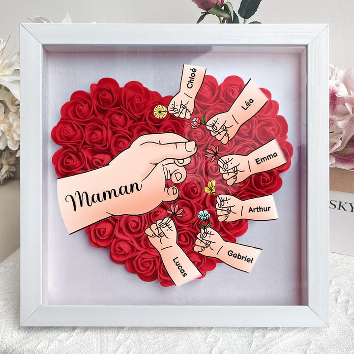 Cadeau Souvenir pour Maman – Boîtes à fleurs personnalisées avec 8 noms et motifs floraux