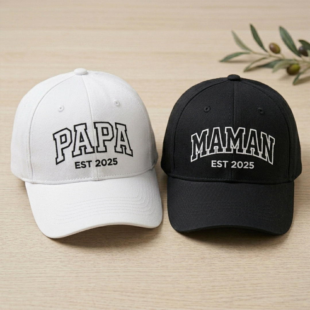 Chapeau brodé personnalisé pour maman et papa