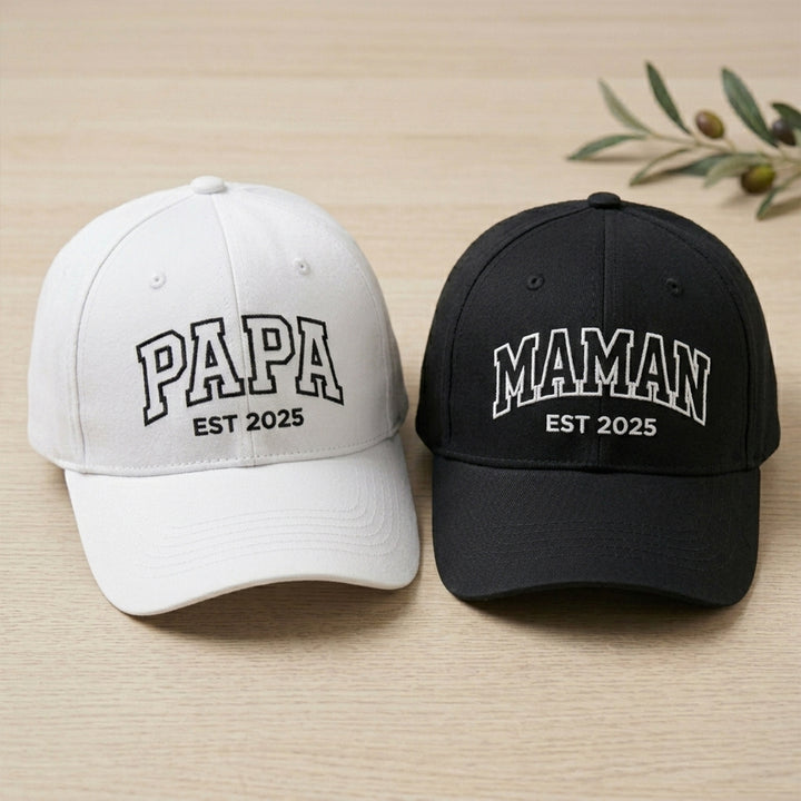 Chapeau brodé personnalisé pour maman et papa