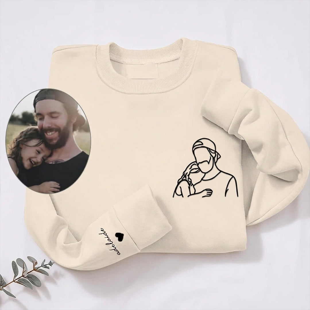 T-shirt imprimé personnalisé pour papa avec contour de portrait