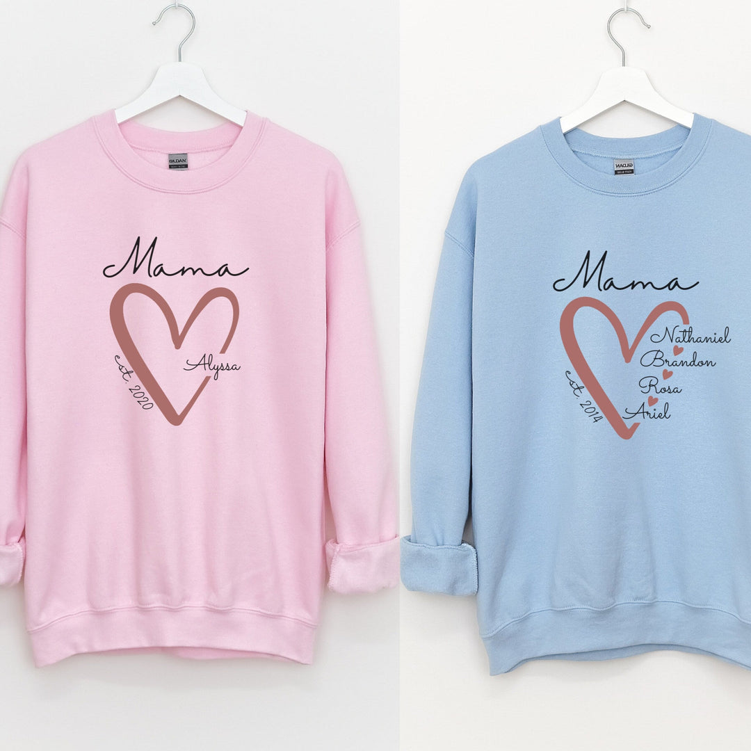 Sweat-shirt Personnalisé avec noms d'enfants - Cadeau unique pour la Fête des Mères