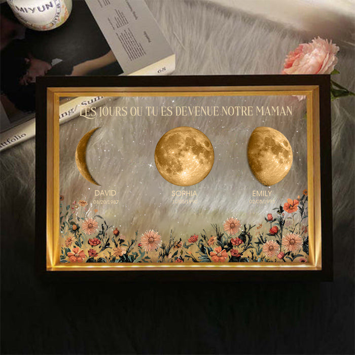 Boîte à lumière personnalisée Les jours où vous êtes devenu notre maman Phase de lune⭐️