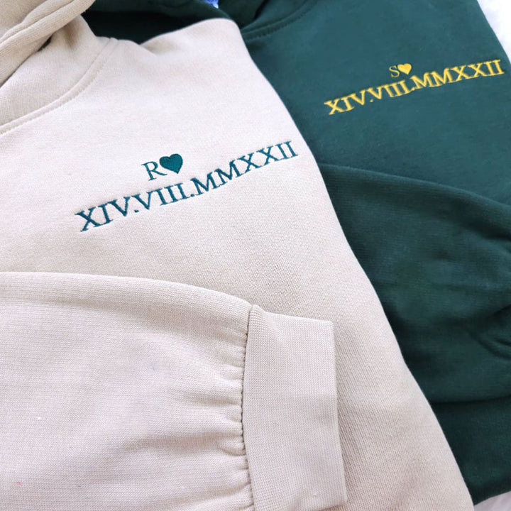 Pull personnalisé avec chiffres romains du anniversaire Pour Couple