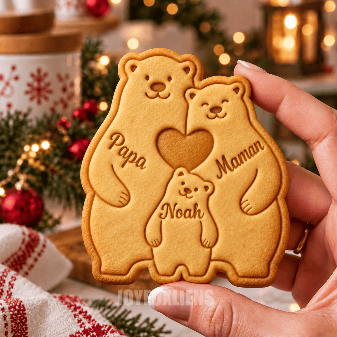 Emporte-pièce personnalisé en forme de famille d'ours,Cadeau de Noël