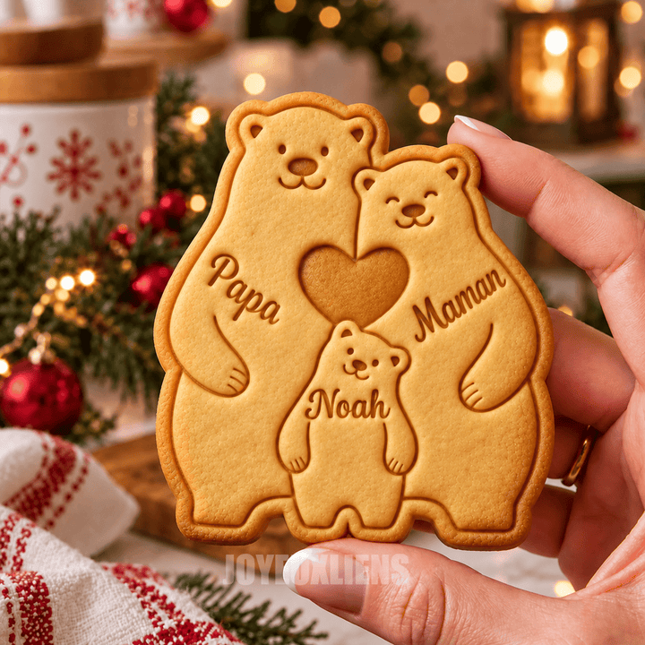 Emporte-pièce personnalisé en forme de famille d'ours,Cadeau de Noël