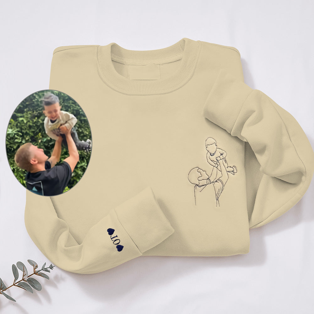 Sweat-shirts personnalisés avec photo portrait brodée pour parents et enfants