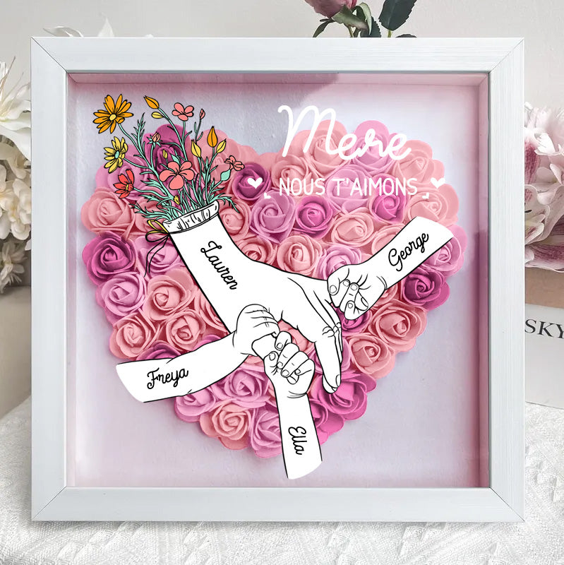 Cadre d'Ombre de Fleurs Personnalisé - Maman, Nous T'aimons