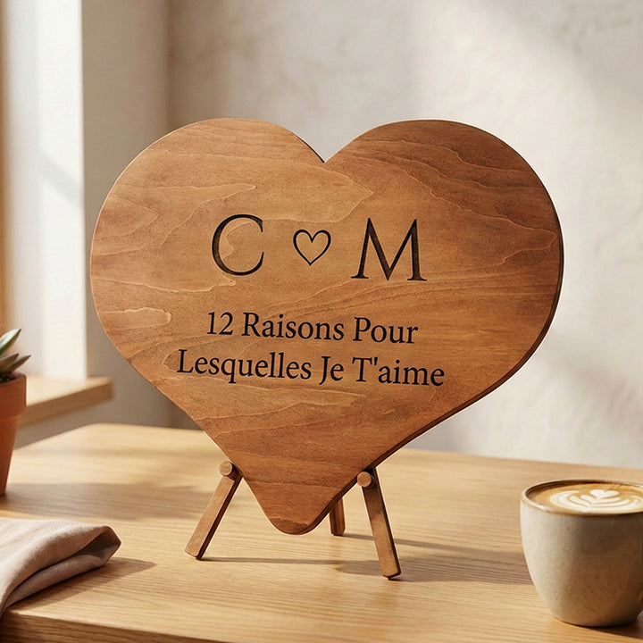 12 raisons pour lesquelles je t'aime - Puzzle en bois unique - Cadeau de Saint-Valentin pour lui/elle