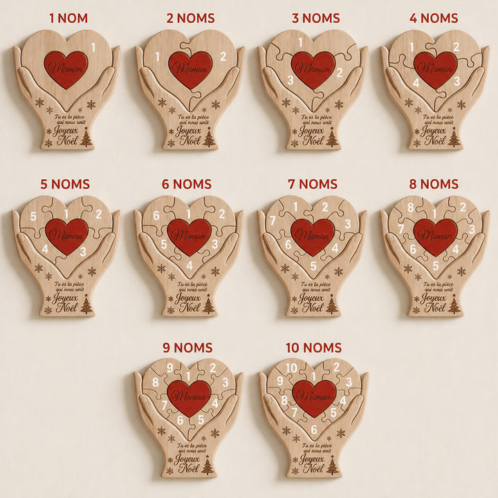 Puzzle de Noël en bois personnalisé avec des noms de famille – décoration ou cadeau de Noël