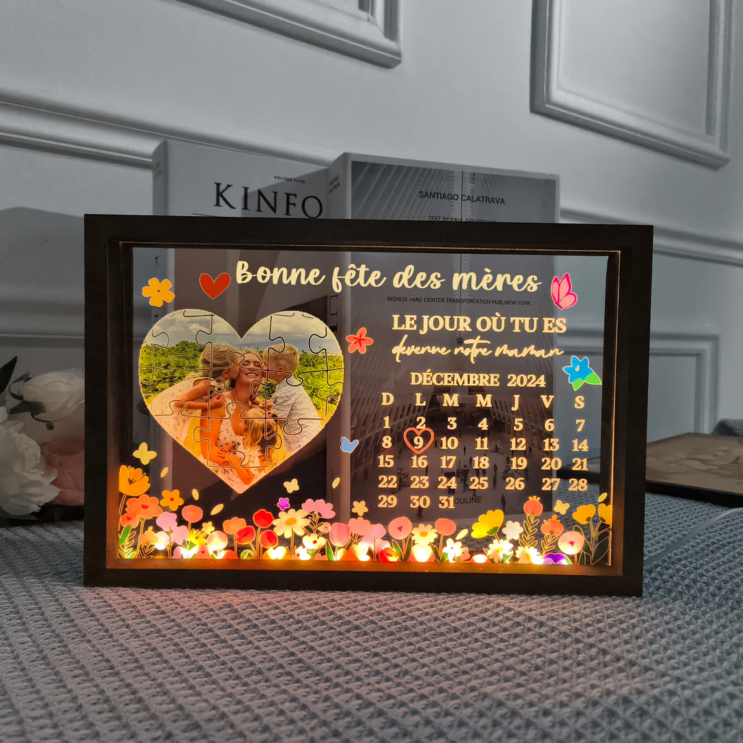 LE JOUR OÙ TU ES devenue maman-Boîte lumineuse personnalisée pour maman