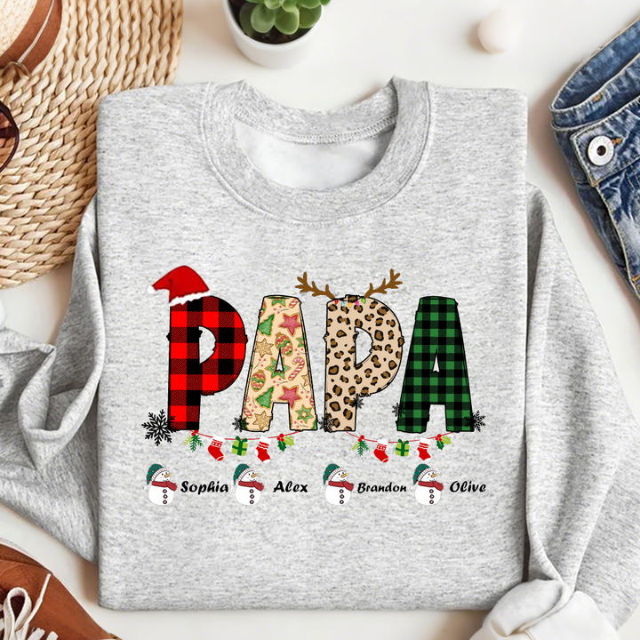 Sweat-shirt personnalisé avec nom de famille pour Noël, t-shirt de grand-mère de Noël