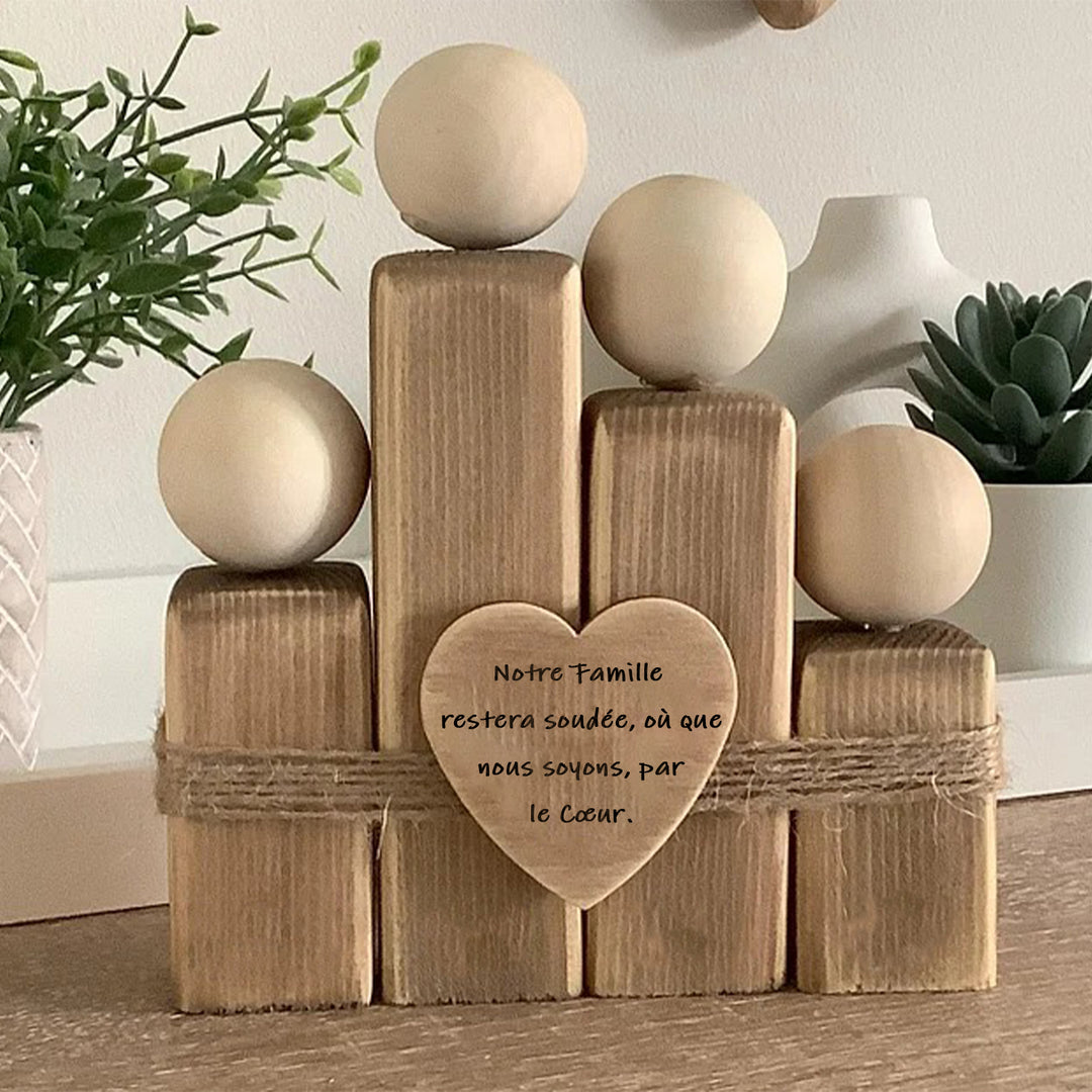 Ornement familial personnalisé en bois fait main