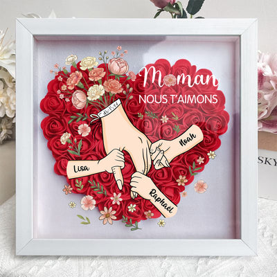 Boîte à fleurs cœur personnalisée avec les prénoms des enfants pour maman