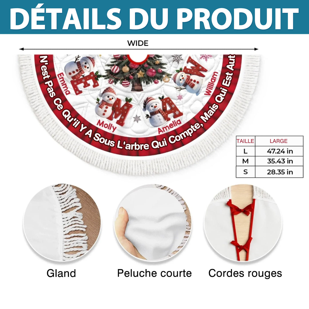 Jupe de sapin de Noël personnalisée avec bonhomme de neige - Cadeaux de Noël personnalisés