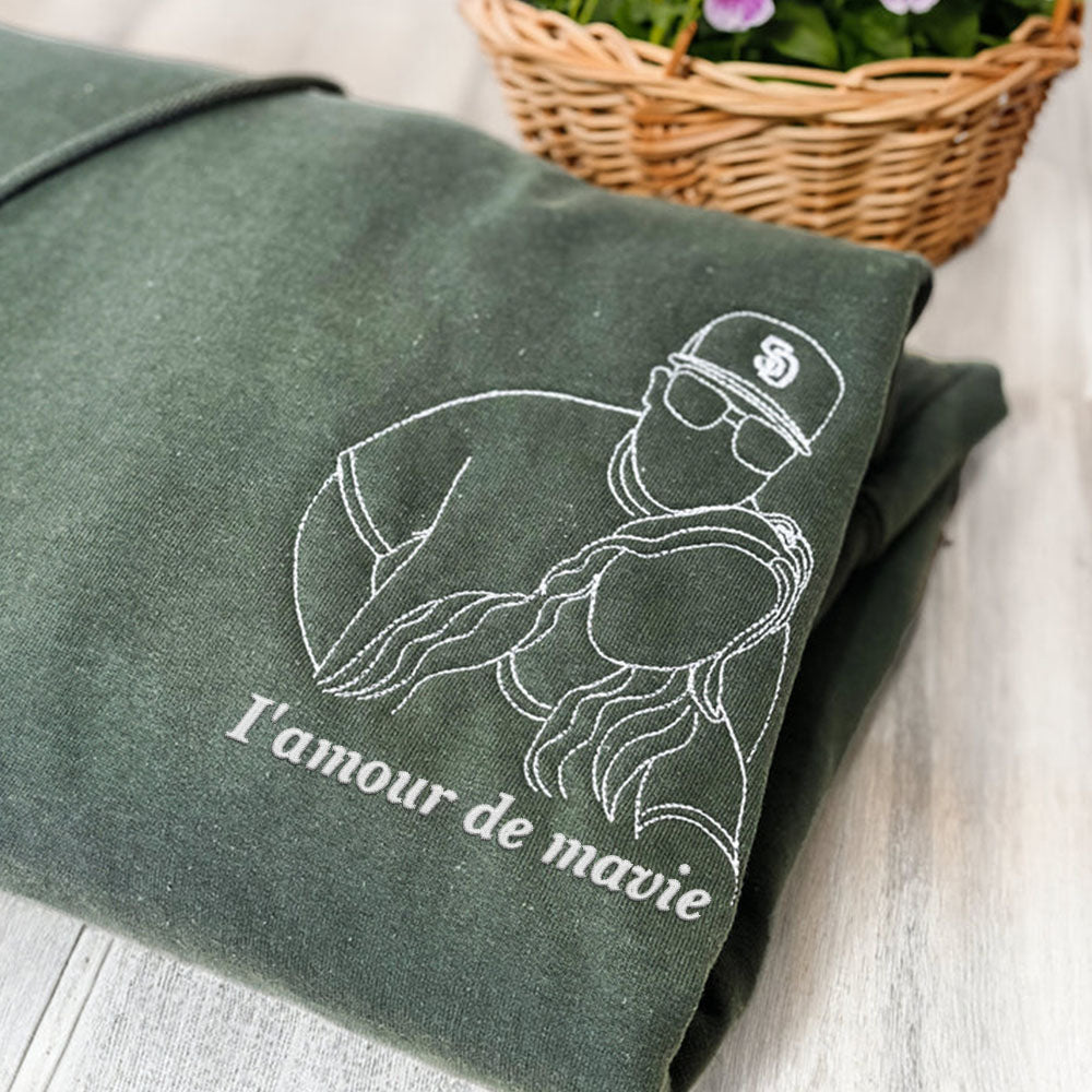 Sweat-shirt brodé avec ligne photo personnalisée