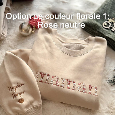 T-shirt et sweat-shirt personnalisés brodés à fleurs pour maman