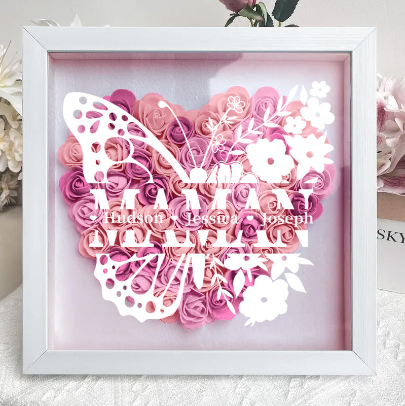 Cadeau pour maman avec prénoms d'enfants personnalisés - Boîte à fleurs personnalisée