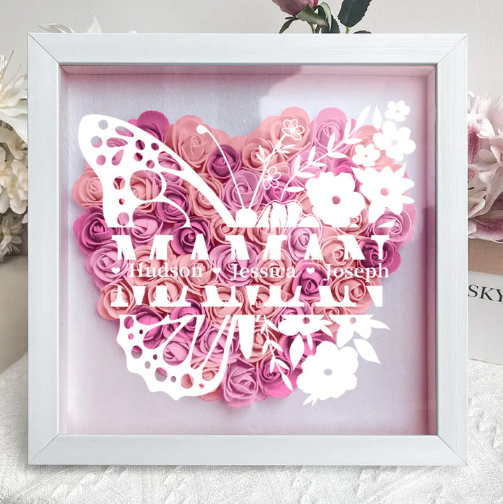 Cadeau pour maman avec prénoms d'enfants personnalisés - Boîte à fleurs personnalisée