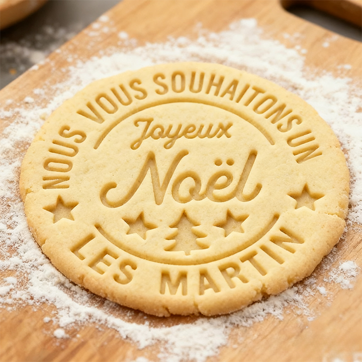 Ensemble de tampons à biscuits de Noël personnalisés avec nom de famille personnalisé, cadeau de pâtisserie pour les fêtes