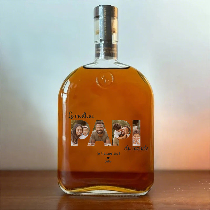 Bouteille de whisky avec lecteur de photo personnalisé, cadeau pour papa
