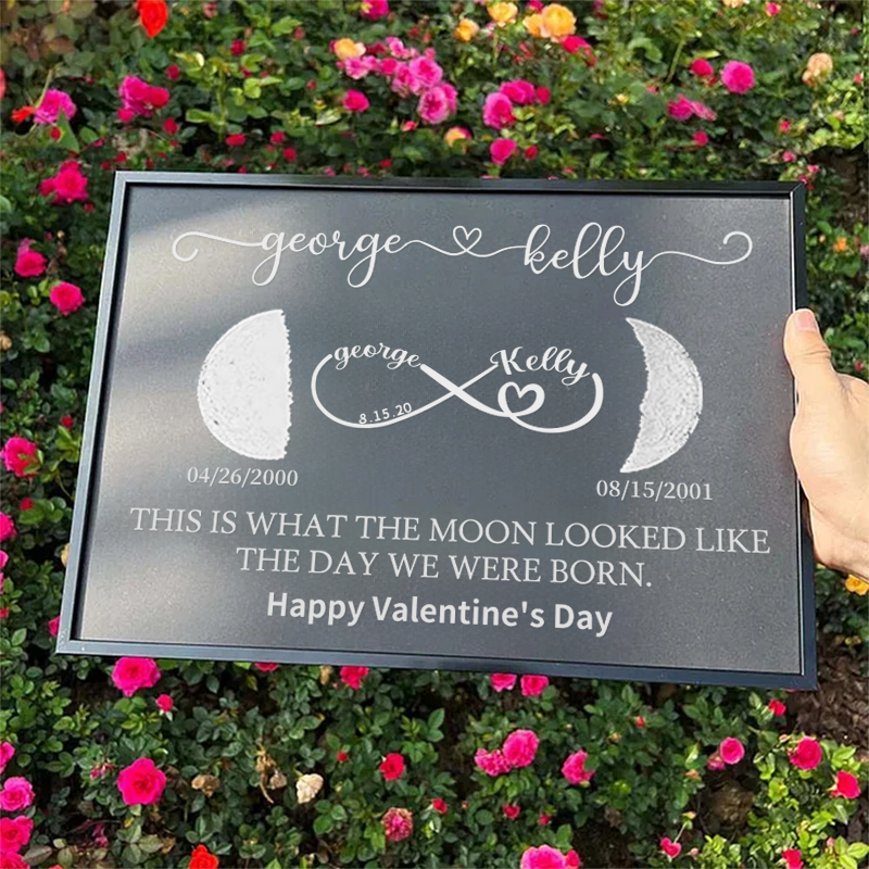 Cadre lune personnalisable avec texte et date