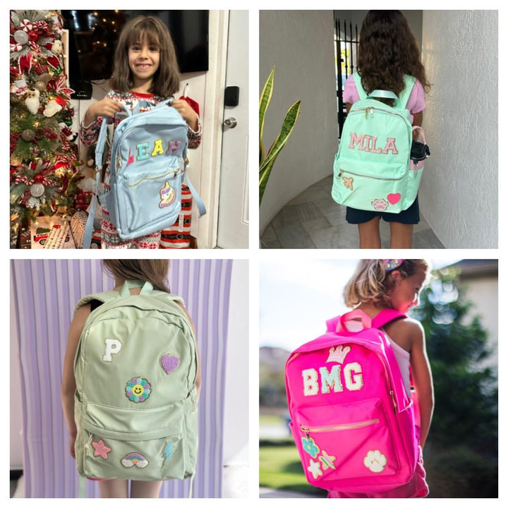 Sac à dos personnalisé pour enfants, sac à dos de rentrée scolaire avec écusson nominatif, sac à dos d'école en nylon personnalisé