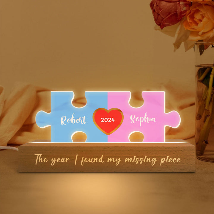 L'amour est la pièce qui nous maintient ensemble Puzzle de nom de couple Veilleuse LED