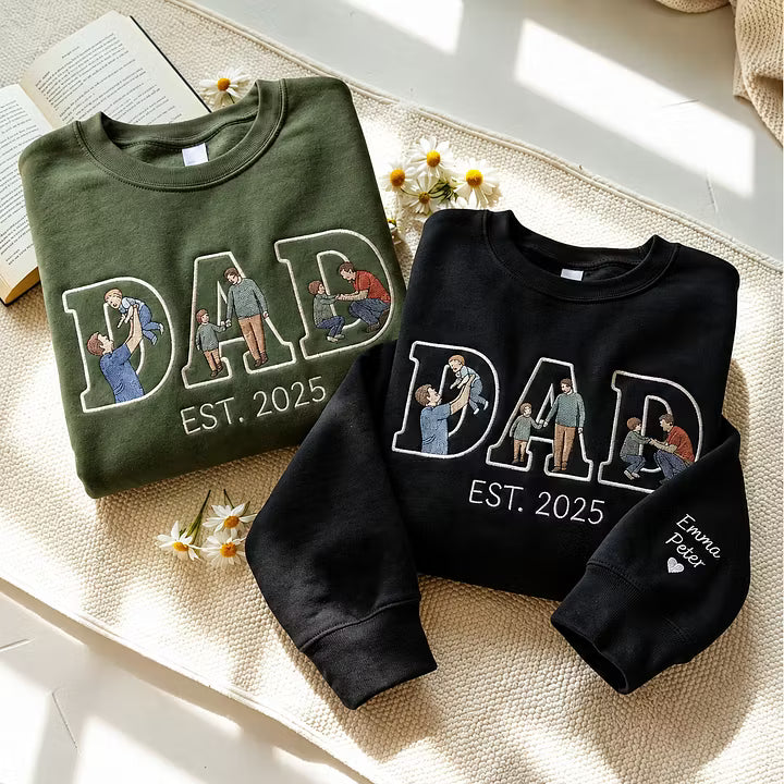 T-shirts et sweat-shirts personnalisés brodés à partir de photos pour papa et maman