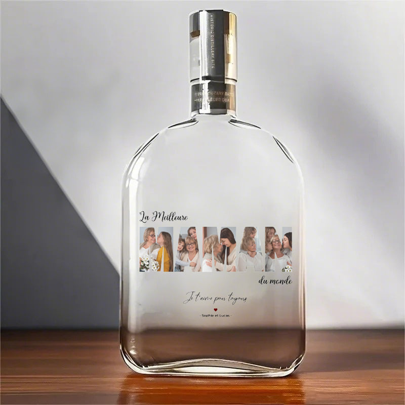 Bouteille de whisky avec lecteur de photo personnalisé, cadeau pour papa