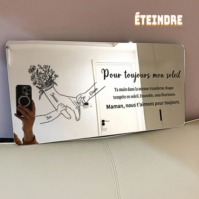 Miroir lumineux personnalisé main dans la main pour maman et enfants - Cadeau créatif pour la fête des mères